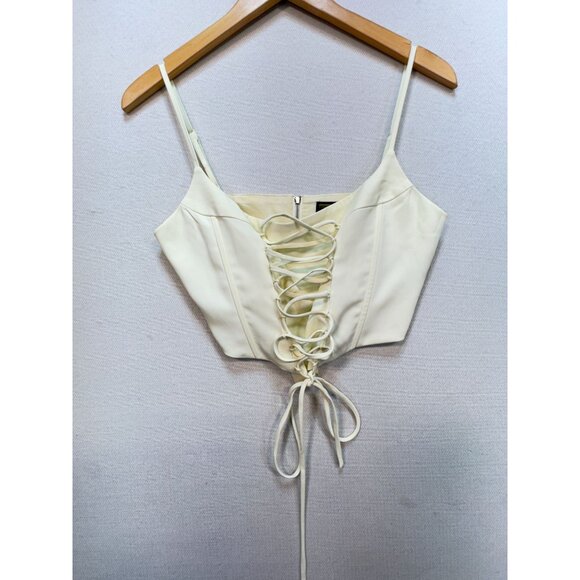 Finesse Womens Malia Ivory Lace Up Corset Top Size M Ivory Sleeveless Sexy Chic - Picture 8 of 13
